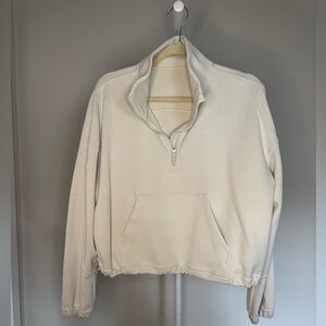 Lululemon brushed sofstreme half zip size 10 bone